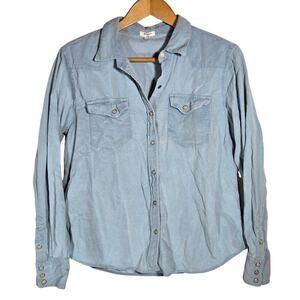 Sundance Dylan Micro Corduroy Snap Shacket Sleeve Button Down Western Ranch L